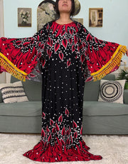 Printed Cotton Soft Loose Fit Femme Robe Abaya - Palm and Thread
