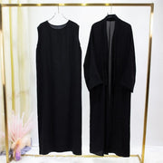 Abaya Two Pieces Women Out Abaya Loose Cardigan Coat Sleeveless Inner - Palm and Thread