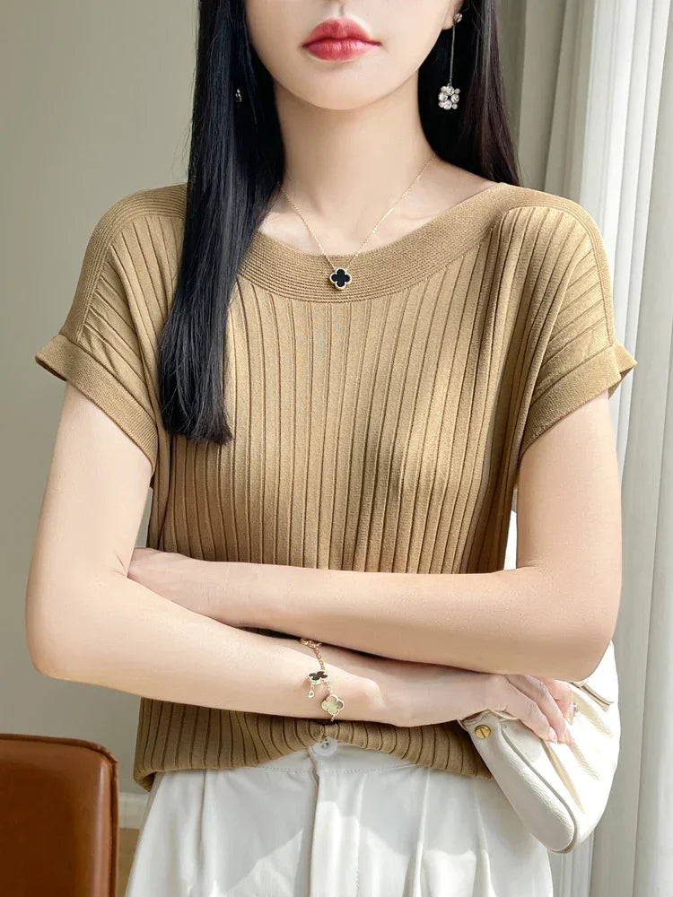 Ice Silk Knitted Sweater Shirt - Palm and Thread