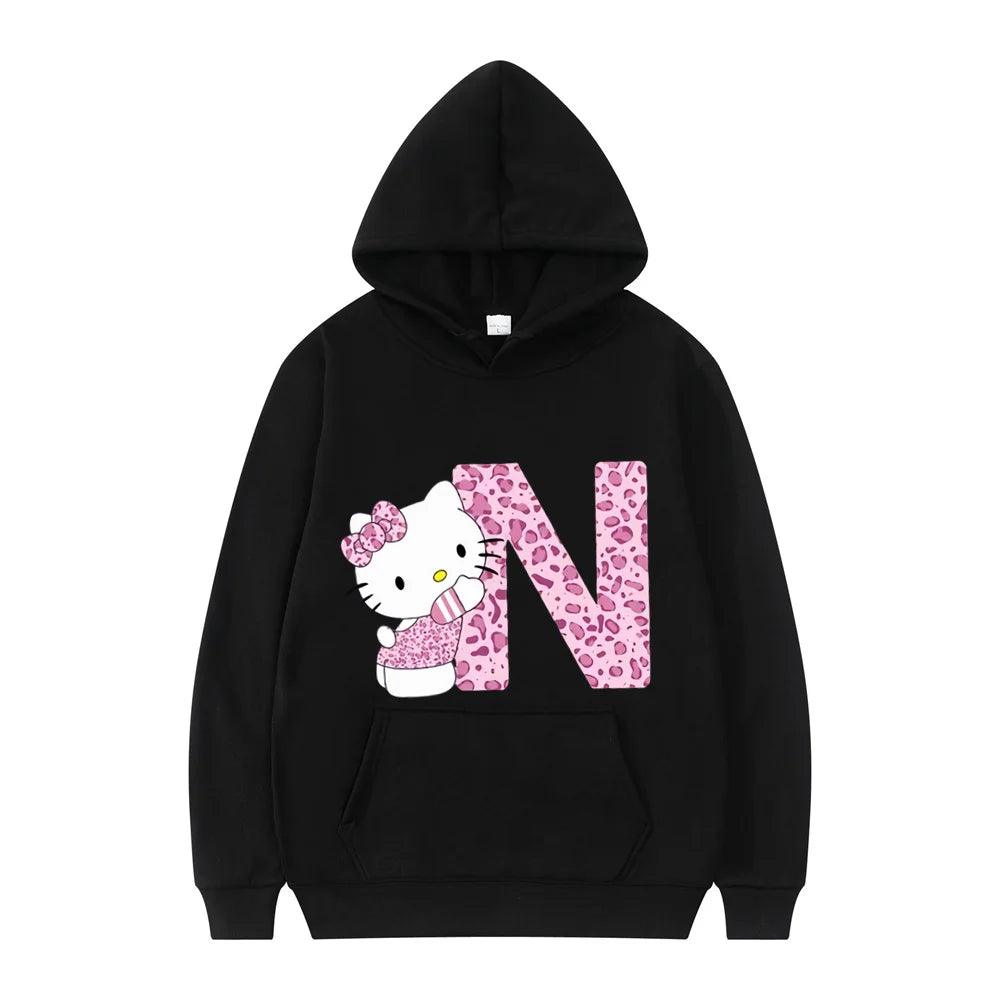 Black Hello Kitty Letter Hoodie - Palm and Thread