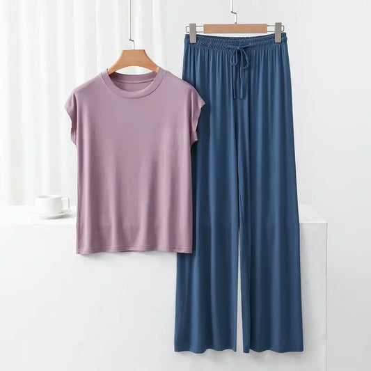 Modal Loose Homewear set O-neck streetwear Casual pajama - Palm and Thread
