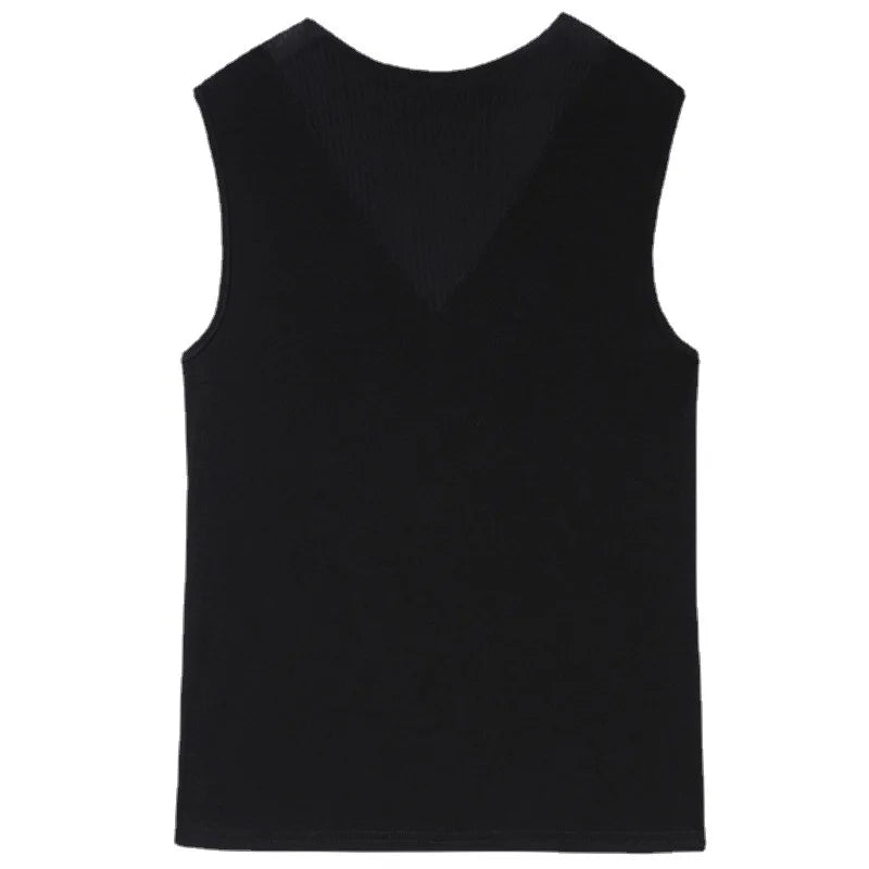 Sheer Mesh Patchwork Elegant Slim Basic Tank Top Vest - Palm and Thread