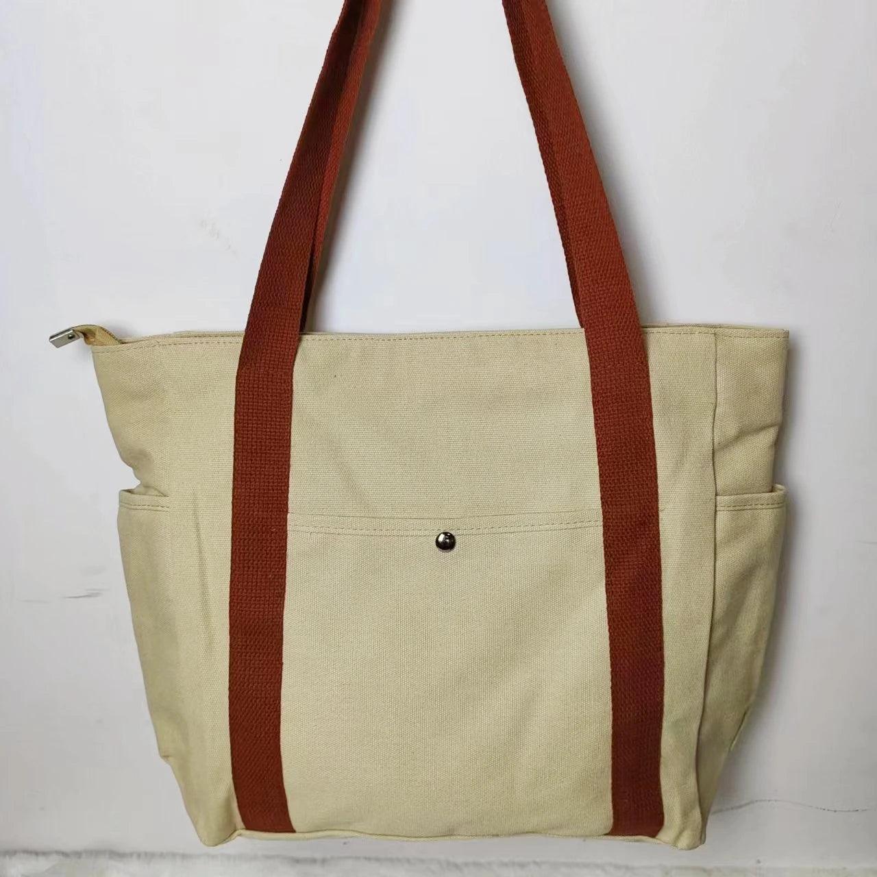 Large Capacity Canvas Tote Shoulder Bag - Palm and Thread