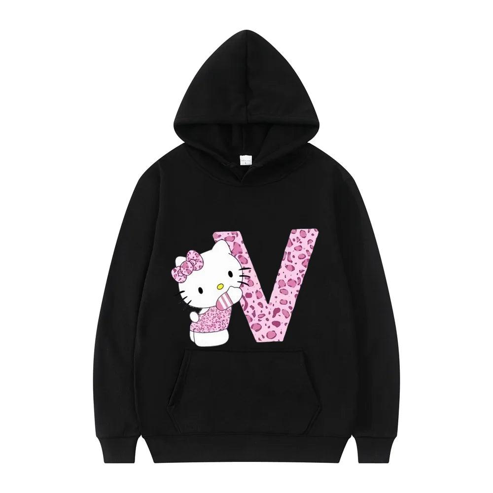 Black Hello Kitty Letter Hoodie - Palm and Thread