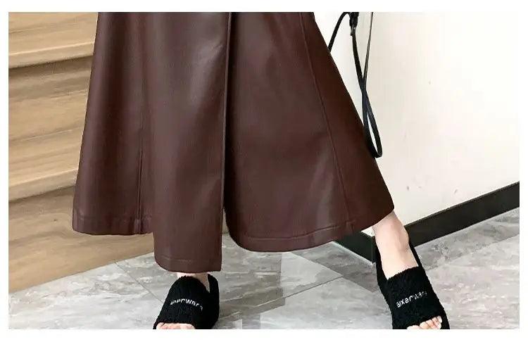 Vintage Elegant Lace-up PU Leather Maxi Skirt - Palm and Thread