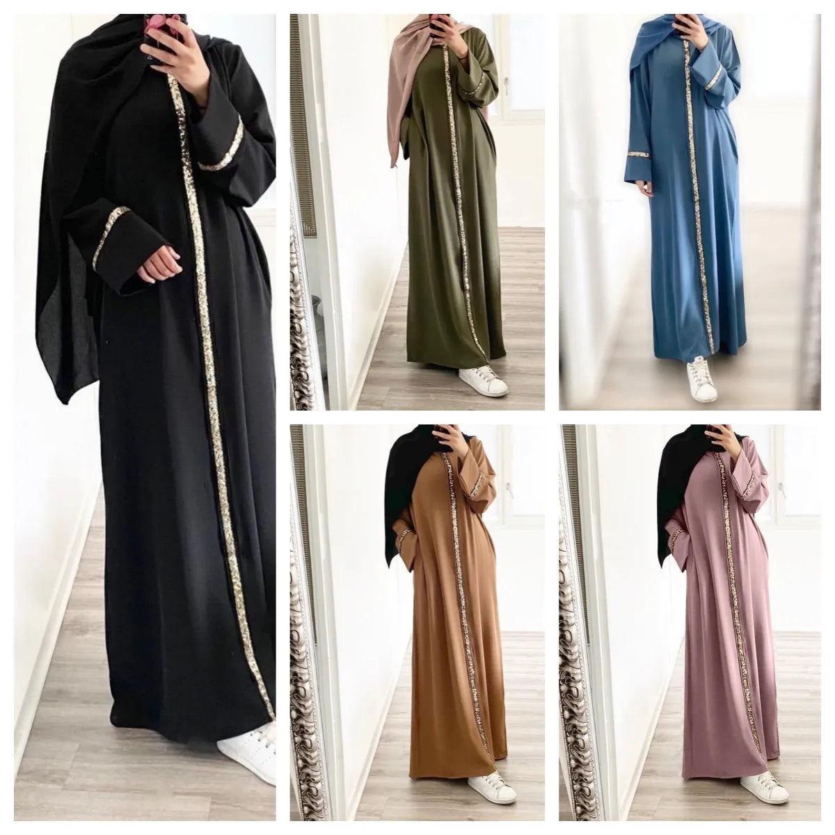 Solid Chiffon Kaftan Abaya - Palm and Thread