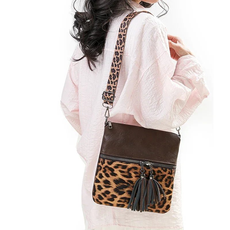 Leopard Print Pu Zipper Fashion Crossbody Bag - Palm and Thread