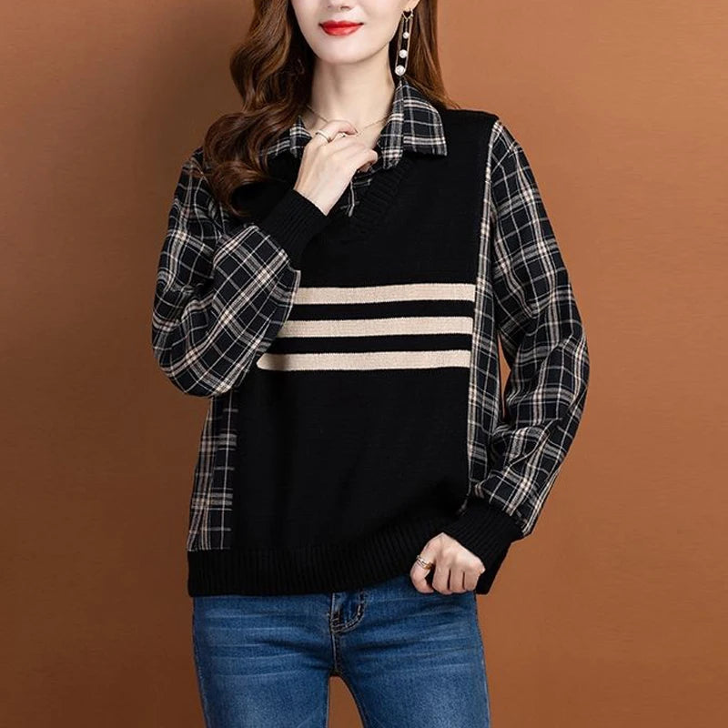 Vintage Plaid Print Striped Patchwork Blouse - Palm and Thread