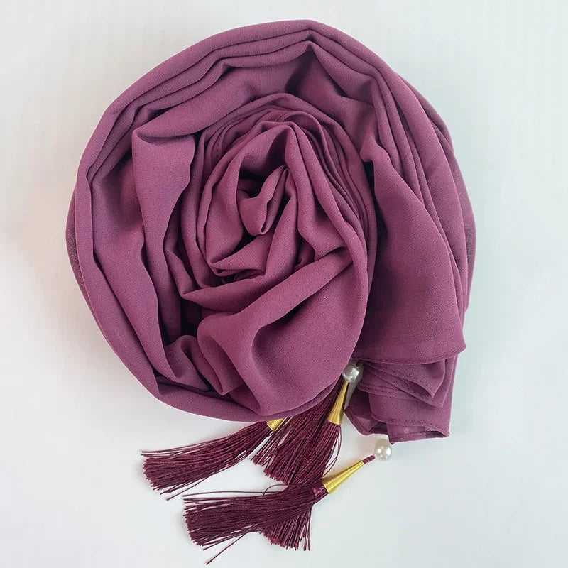 Bubble Chiffon Hijab Solid Color Long shawls - Palm and Thread