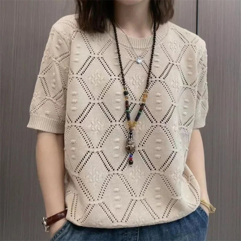 New Short-sleeved Women Sweater - Palm and Thread