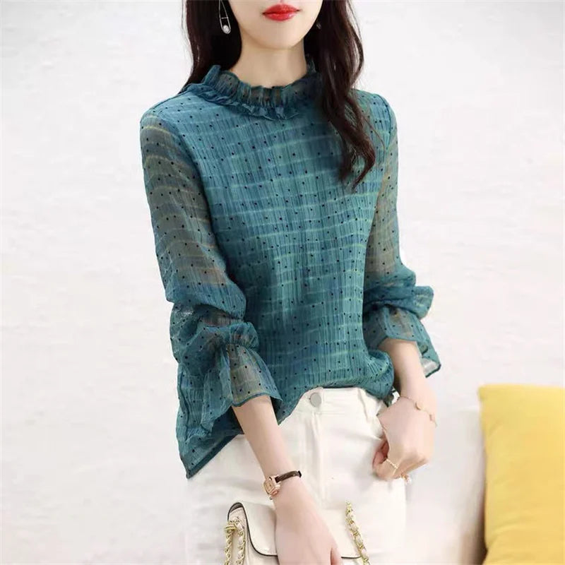 Fleece Elegant Ruffled Blouse - Palm and Thread