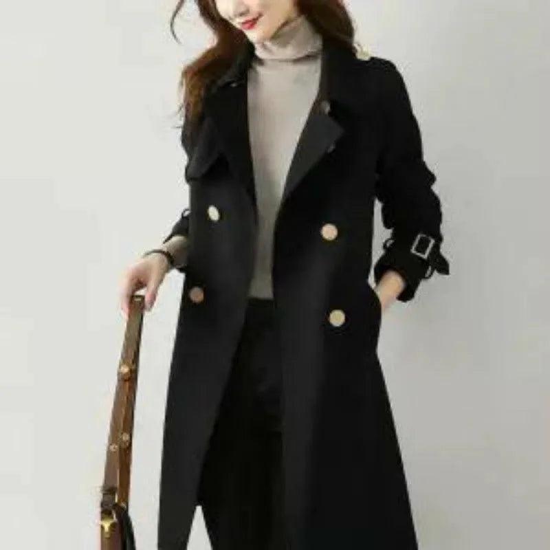 Elegant Trench Double Breasted Mid Length Coat - Palm and Thread