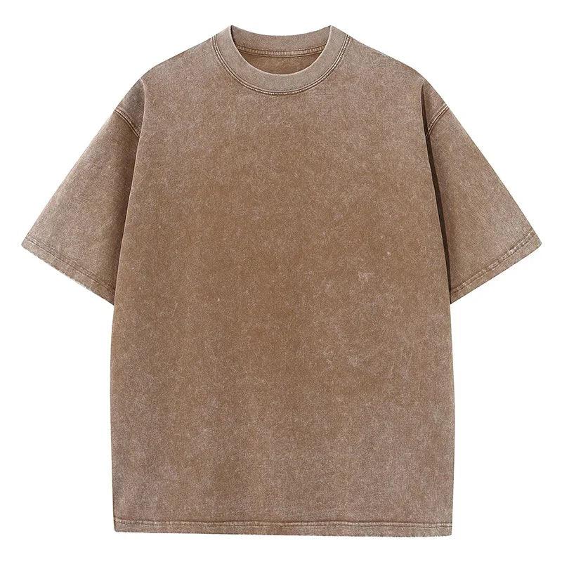 Style Retro Solid Color Short Sleeved T-shirt - Palm and Thread