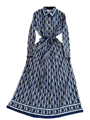 Turn-down Collar Slimming Printed Dress - Palm and Thread