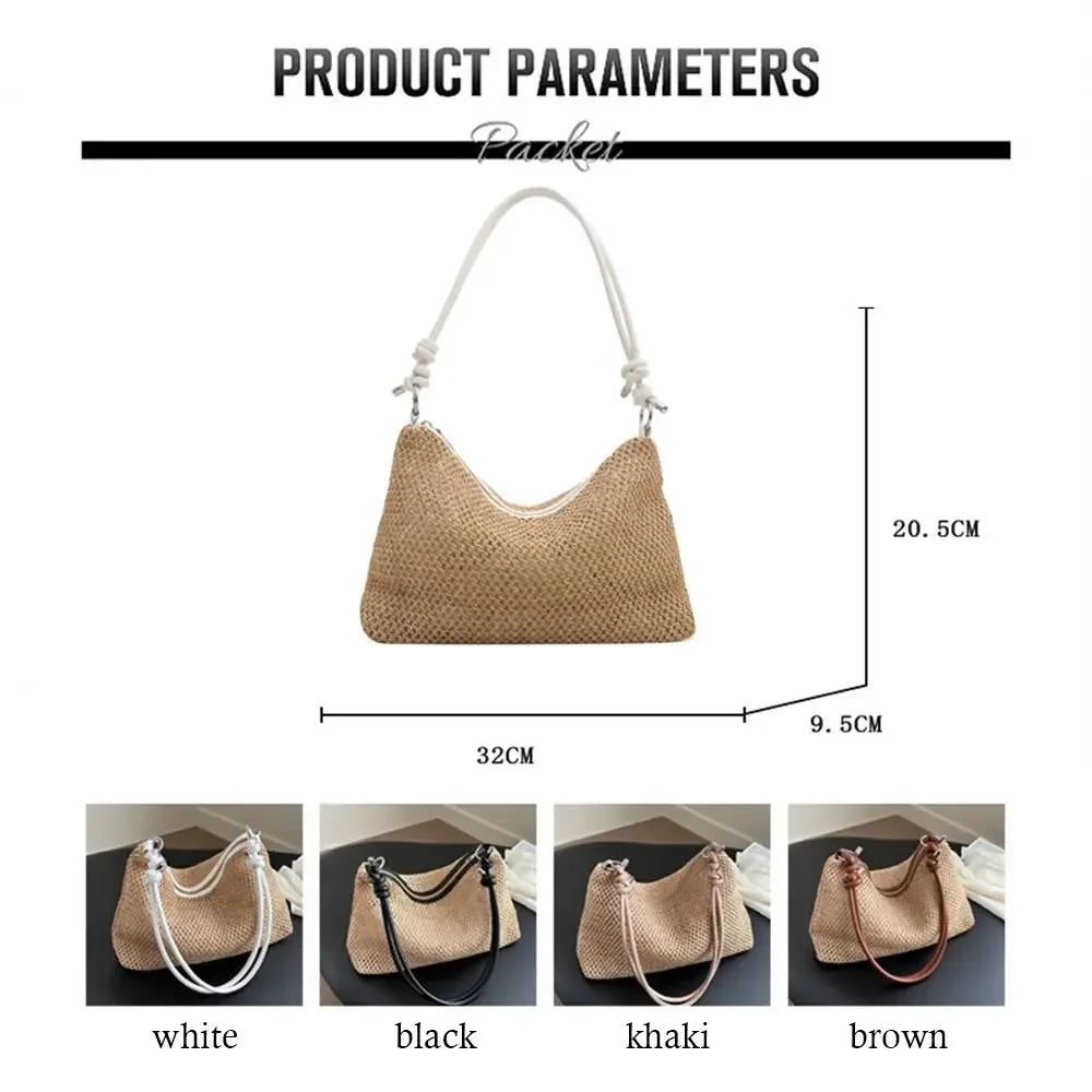 Handmade Braid Straw Beach Shoulder Bag - Palm and Thread