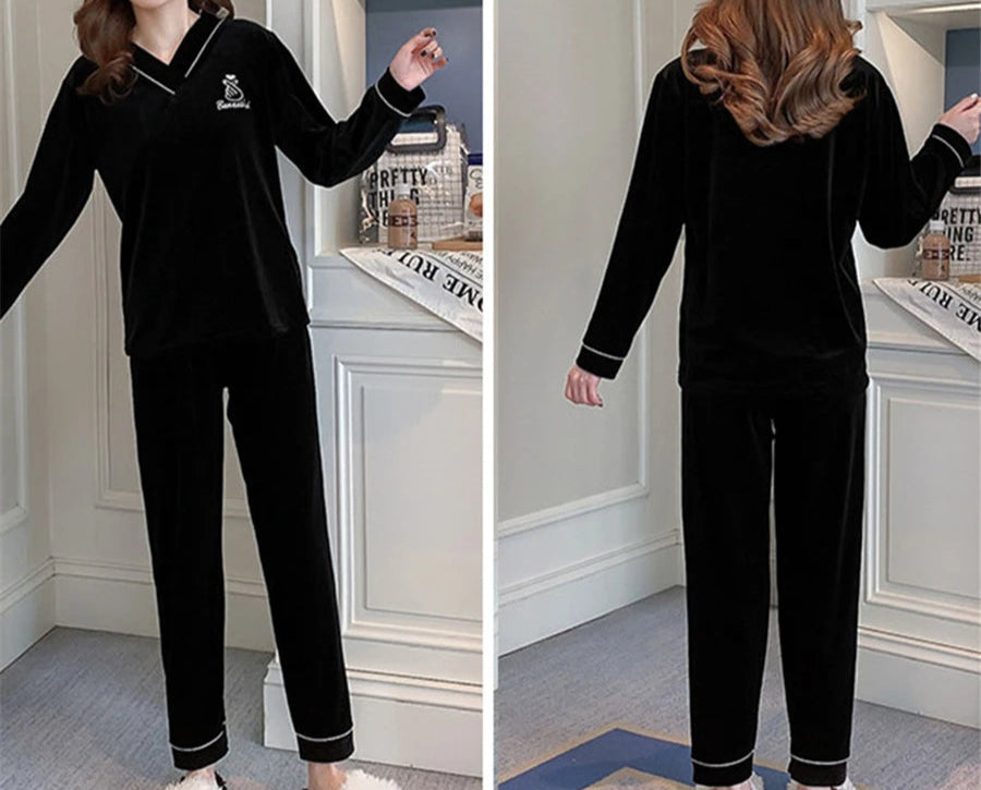 Velvet Loose Long Sleeve Pajama - Palm and Thread