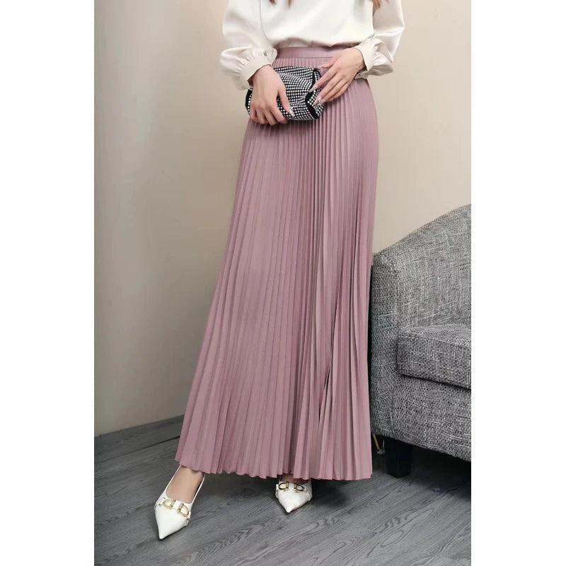 Pleated Hight Waist Solid Long Skirt - Palm and Thread