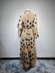 Abaya 2 Piece Set Mesh Embroidery Kaftan Vestidos Largos - Palm and Thread