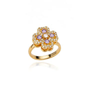 Spinner Zircon Heart Four Leaf Clover Ring - Palm and Thread