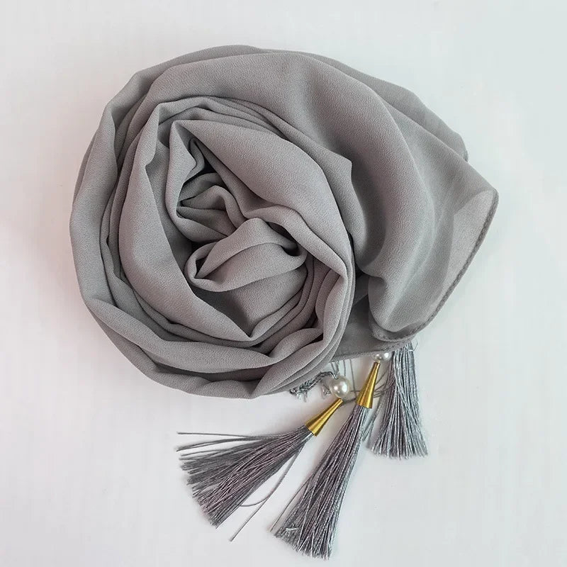 Bubble Chiffon Hijab Solid Color Long shawls - Palm and Thread