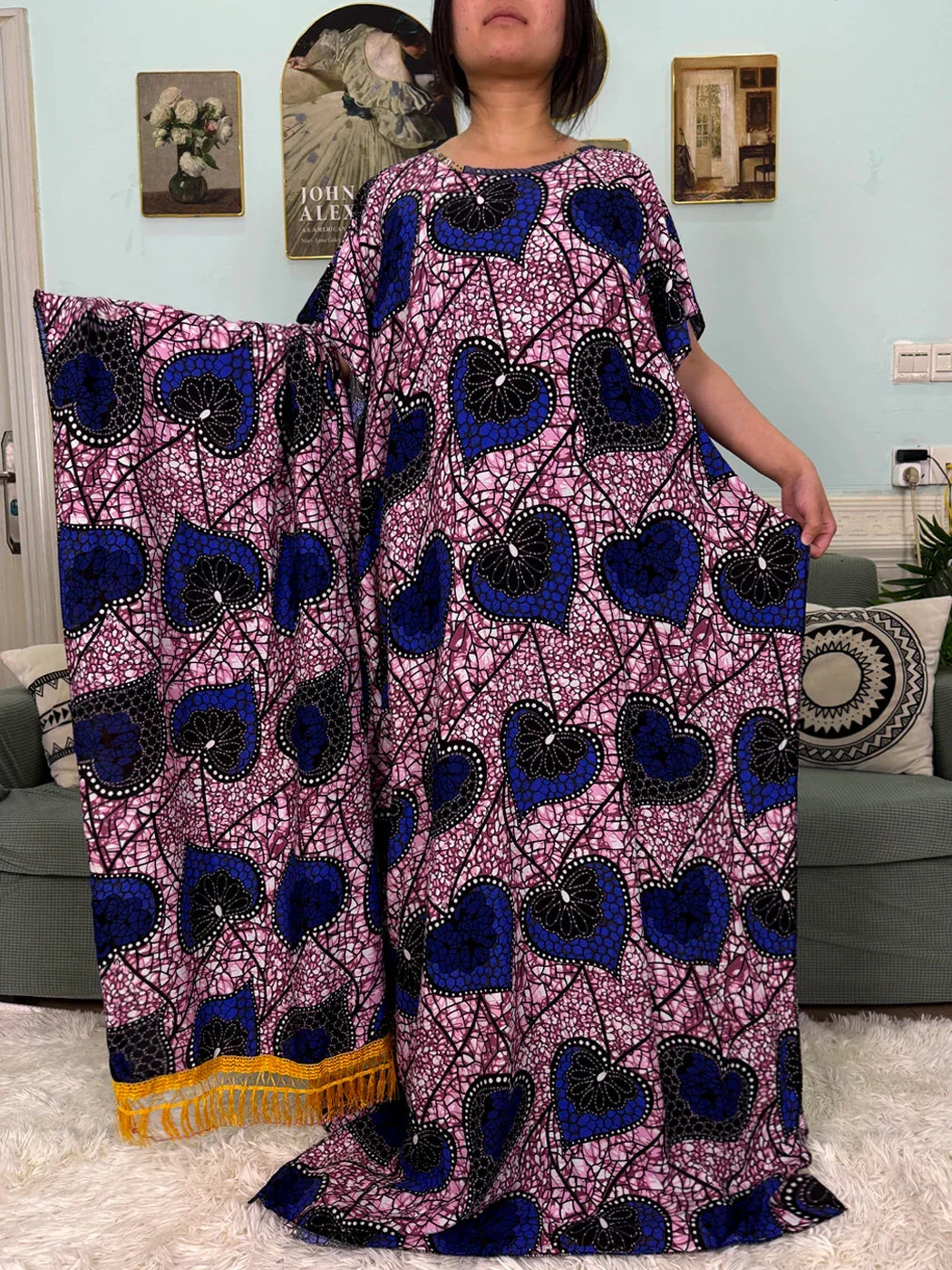 Printed Cotton Soft Loose Fit Femme Robe Abaya - Palm and Thread