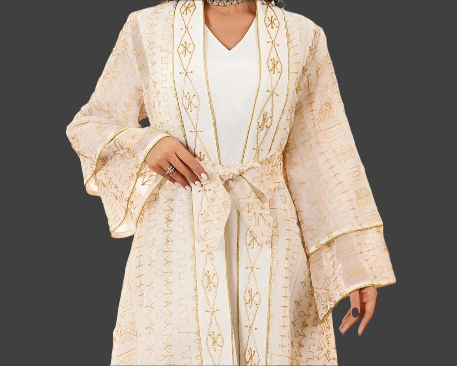 Embroidery Long Robe Abaya - Palm and Thread