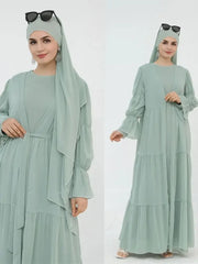 Chiffon Plain Abaya Set - Palm and Thread