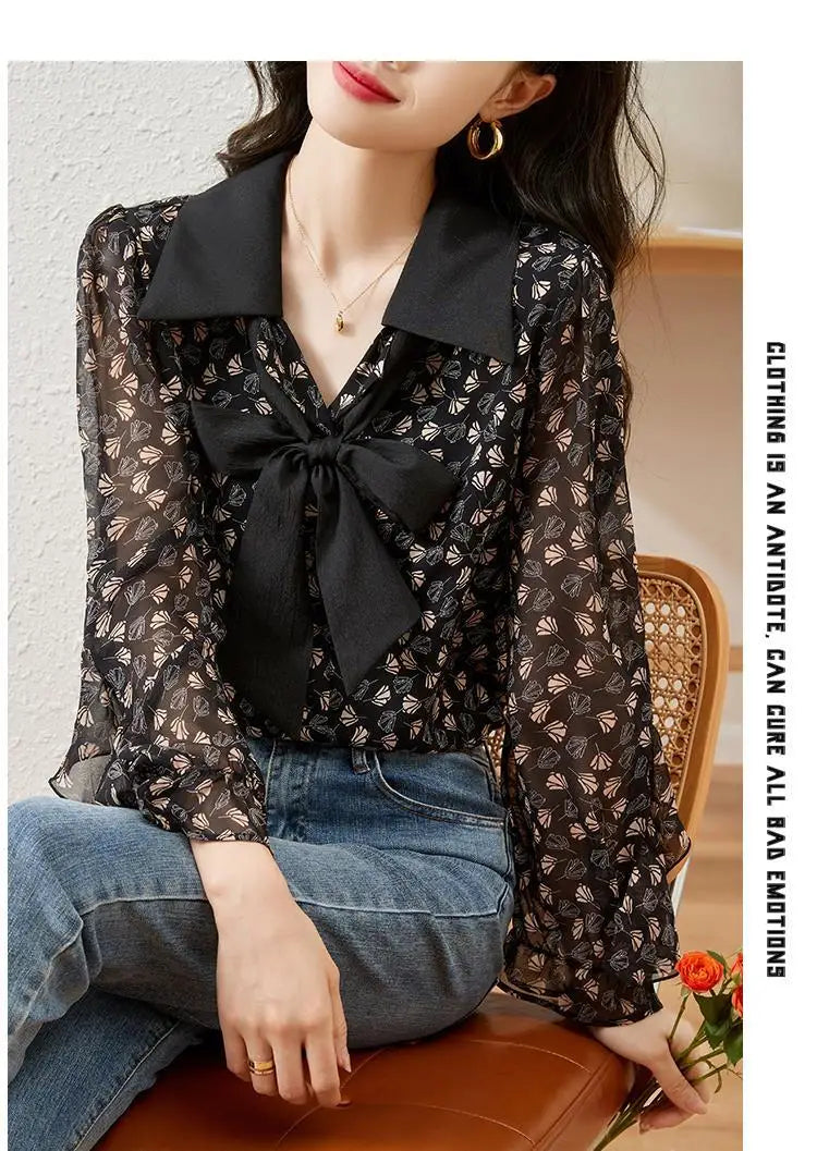 New Fashionable Long Sleeved Chiffon Top - Palm and Thread