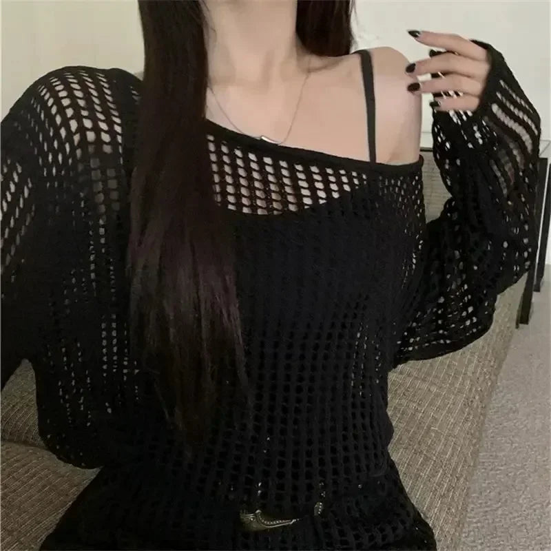Crop Top Knitted Retro Long Sleeve - Palm and Thread