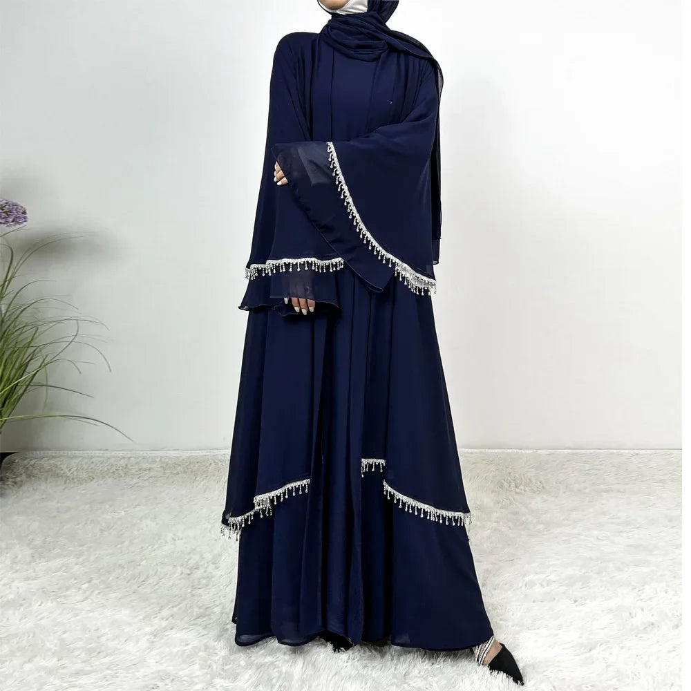 Chiffon Kimono Open Abaya - Palm and Thread