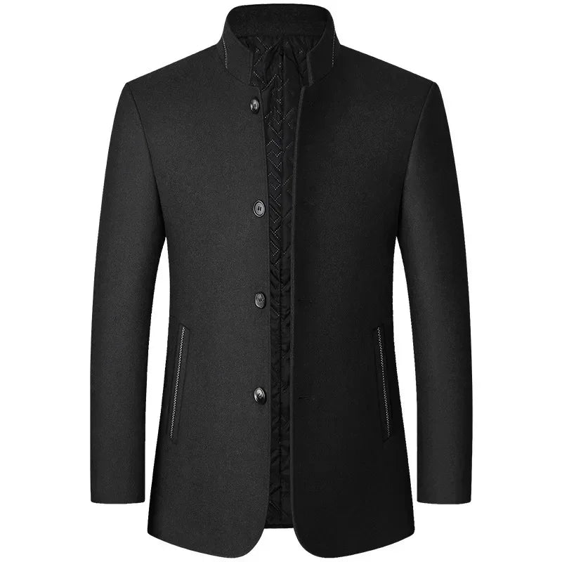 Chinese Style Stand Collar Solid Coat