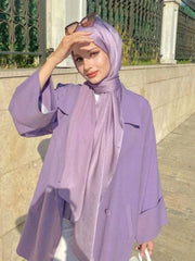 Pleated Satin Chiffon Hijab Silk Scarf - Palm and Thread