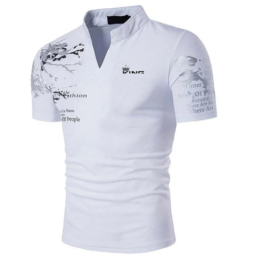 Polo Graphic Prints V Neck Outdoor Shirt - Palm and Thread