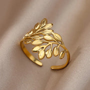 Stainless Steel Gold Color Open Gothic Ring - Palm and Thread