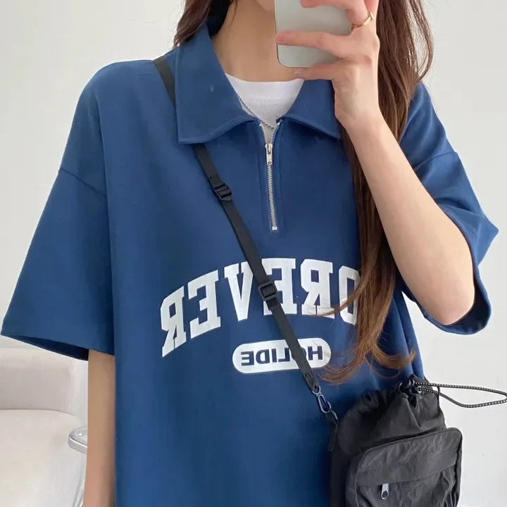 Cotton Ease Zip-Up Polo Shorts Set