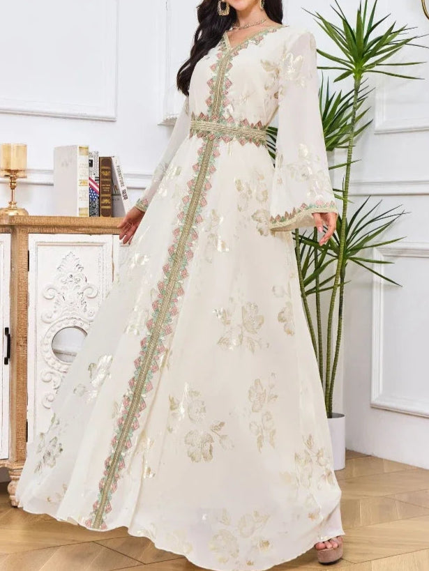 Belted Embroidery Abaya - Palm and Thread