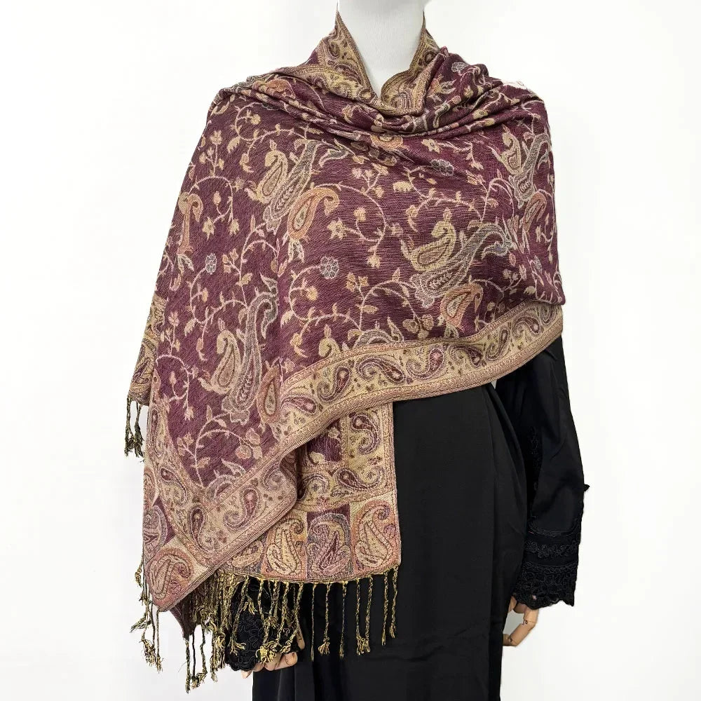 Fashion Paisley Kashmiri Imitated Pashmina Tassel Scarf - Palm and Thread
