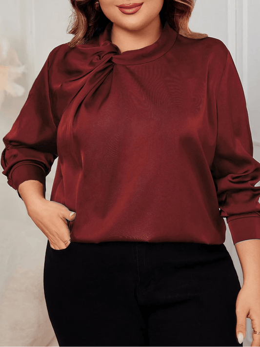 Elegant Satin Blouse Bow Neck - Palm and Thread