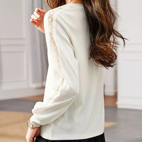 Hollow Out Lace Patchwork Elegant T-shirt - Palm and Thread