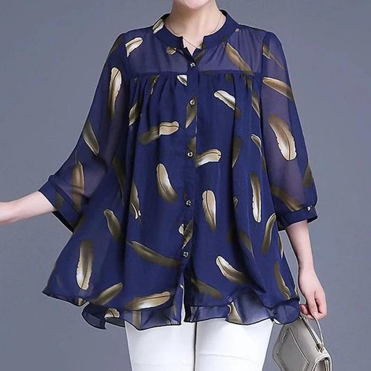 Casual Printed Chiffon Blouse - Palm and Thread