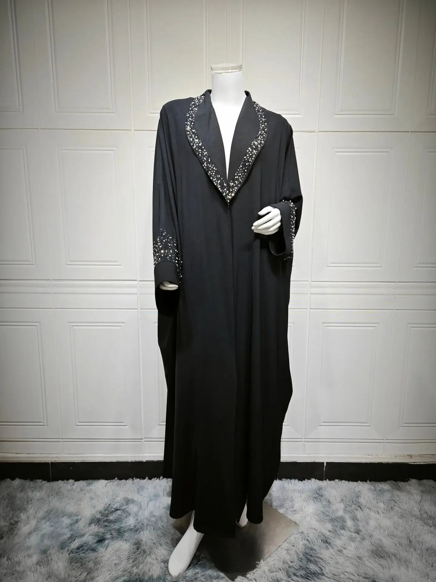Diamonds Black Kimono Abaya - Palm and Thread