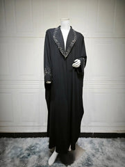 Diamonds Black Kimono Abaya - Palm and Thread