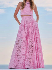 Embroidery Top A Line Skirt Matching Set - Palm and Thread