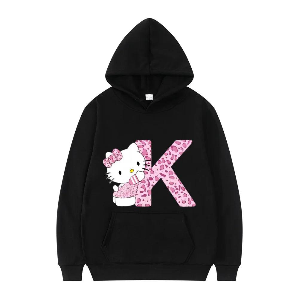 Black Hello Kitty Letter Hoodie - Palm and Thread