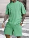 crew-neck vertical stripe T-shirt shorts short-sleeved suit