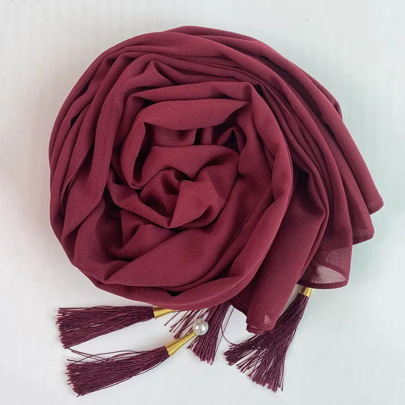 Bubble Chiffon Hijab Solid Color Long shawls - Palm and Thread