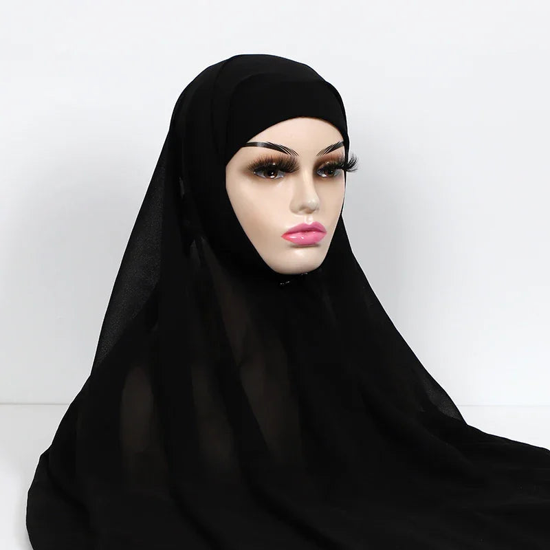Chiffon Hijab With Underscarf Cap Bonnet Instant - Palm and Thread