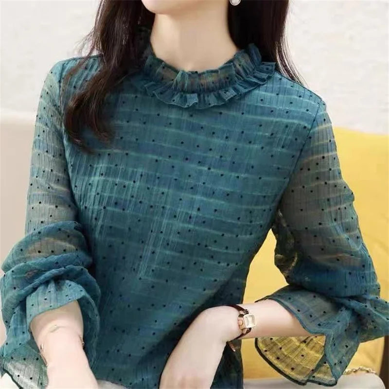 Fleece Elegant Ruffled Blouse - Palm and Thread