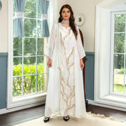 Luxury Robe Kaftan Mesh Beaded Embroidered Dress Abaya - Palm and Thread