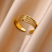 Gold Color Hollow out Open Finger Ring - Palm and Thread